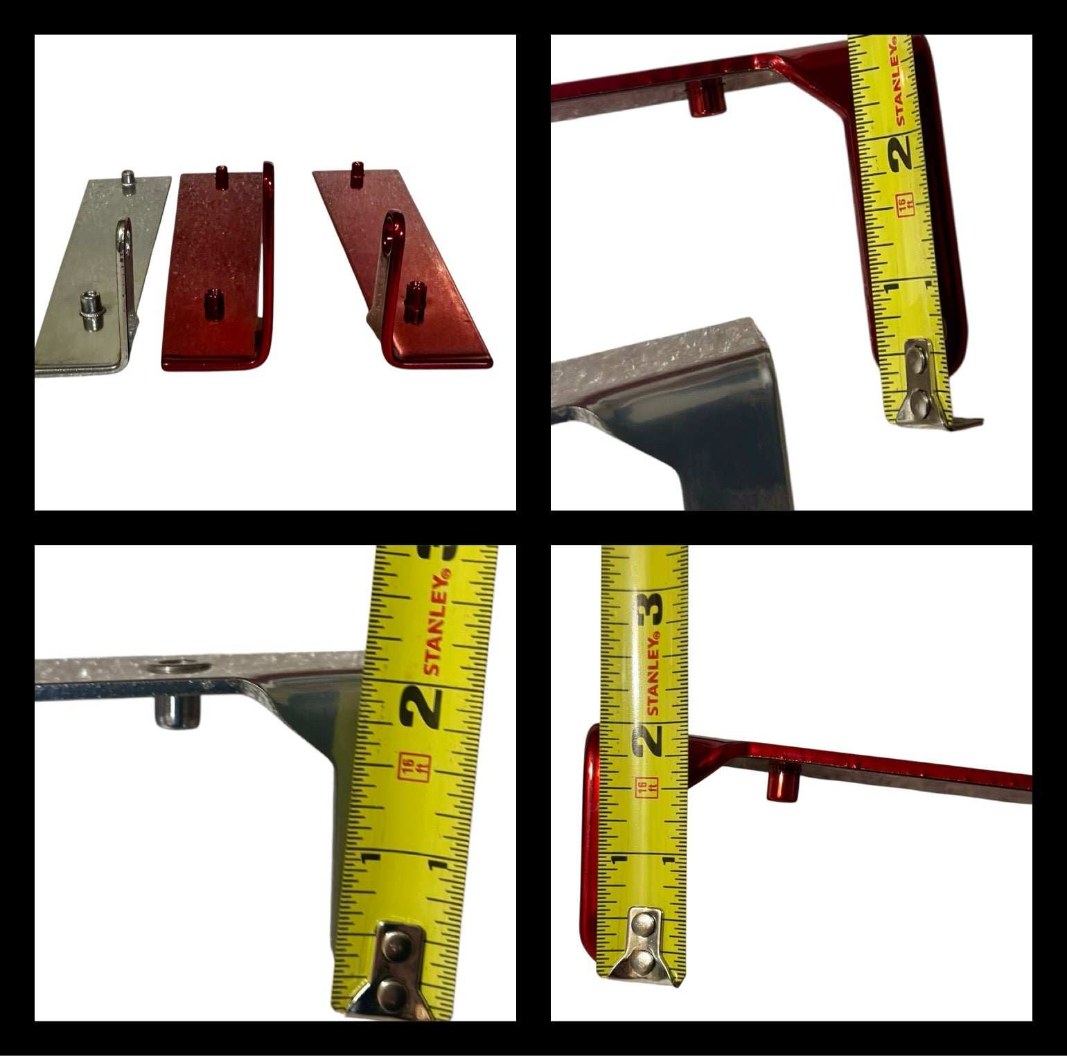 Coffin motorcycle hand guards showing different angle measurements for Harley Davidson installation.
