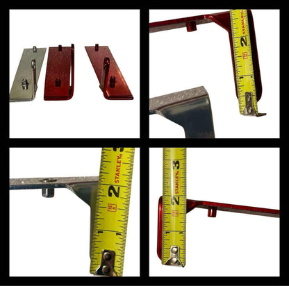 Coffin motorcycle hand guards showing different angle measurements for Harley Davidson installation.