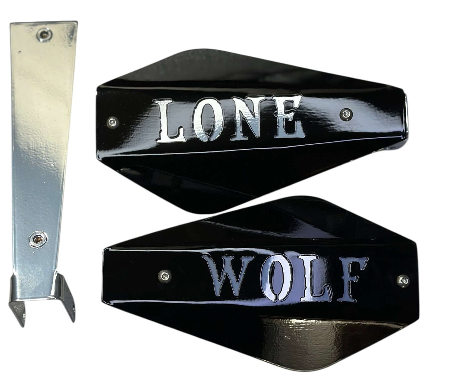 Delta Lone Wolf Hand Guards Complete Set - Harley Mirror Mount Knuckle Guards - Lone Wolf Design - Fits 2021 & Older / 2022+ - 10 Powder Coat Colors - Adrenaline Armor Made in USA