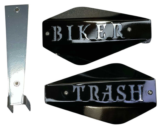 Delta Biker Trash Hand Guards Complete Set - Harley Mirror Mount Knuckle Guards - Biker Trash Design - Fits 2021 & Older / 2022+ - 10 Powder Coat Colors - Adrenaline Armor Made in USA