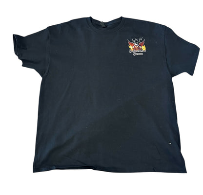 Patriotic American Flag Motorcycle T-Shirt | Adrenaline Armor Skull Biker Tee Black Gildan