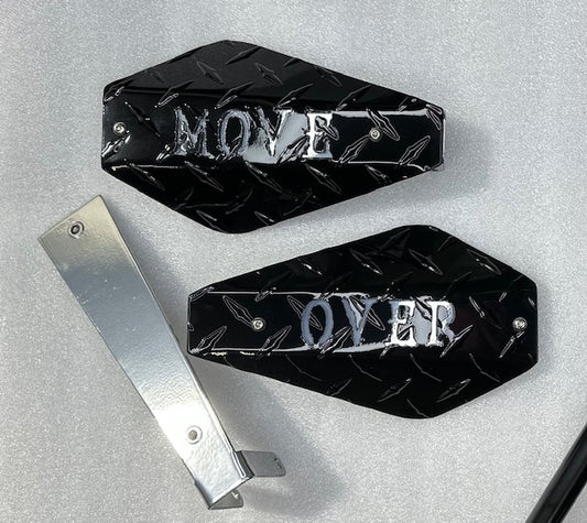 Harley-Davidson "MOVE OVER" Delta Diamond Plate Hand Guards – Mirror-Mount Gloss Black | Adrenaline Armor Delta Line